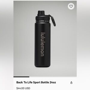 NWT Lululemon back to life sport water bottle black 24 oz